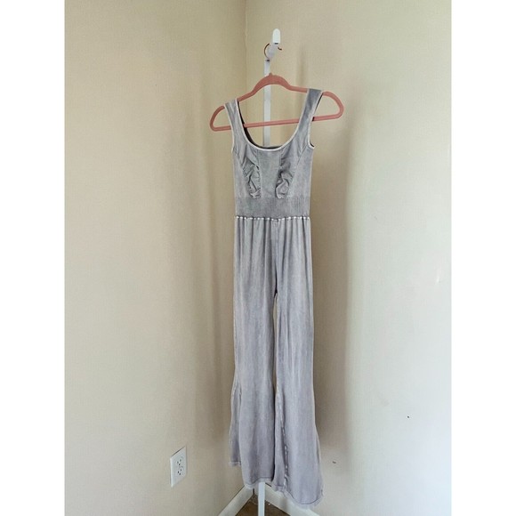 Free People Womens Medium Large Good Karma Flared One Piece Ice Gray Athleisure - Picture 7 of 9